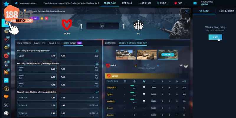 Cược Counter-Strike: Game ESport 188Bet Đỉnh Cao 4 Hướng dẫn tham gia cá cược Counter-Strike tại nhà cái 188Bet